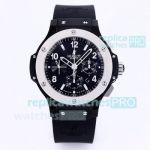 Swiss 4100 Replica Hublot Big Bang Black Chronograph Silver Bezel Watch 44mm
